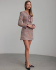 Romantisches Tweed-Minikleid mit Schleife