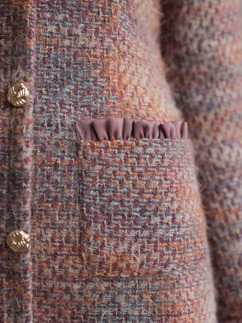 Romantisches Tweed-Minikleid mit Schleife