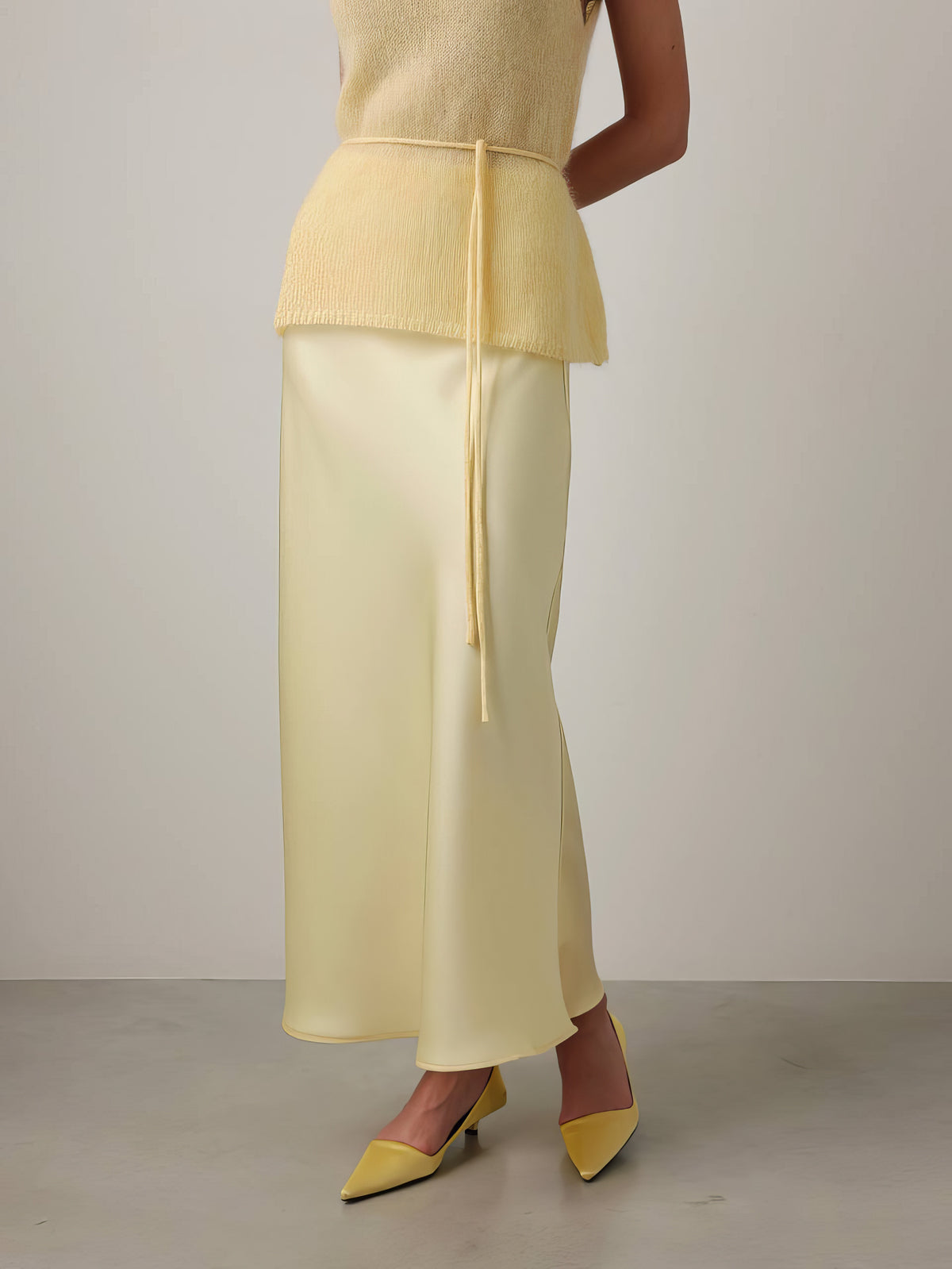Jupe en satin jaune clair Melody