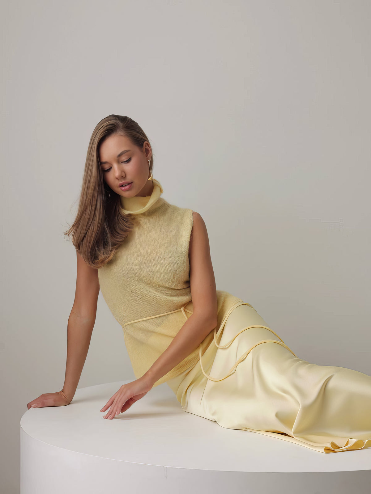 Jupe en satin jaune clair Melody