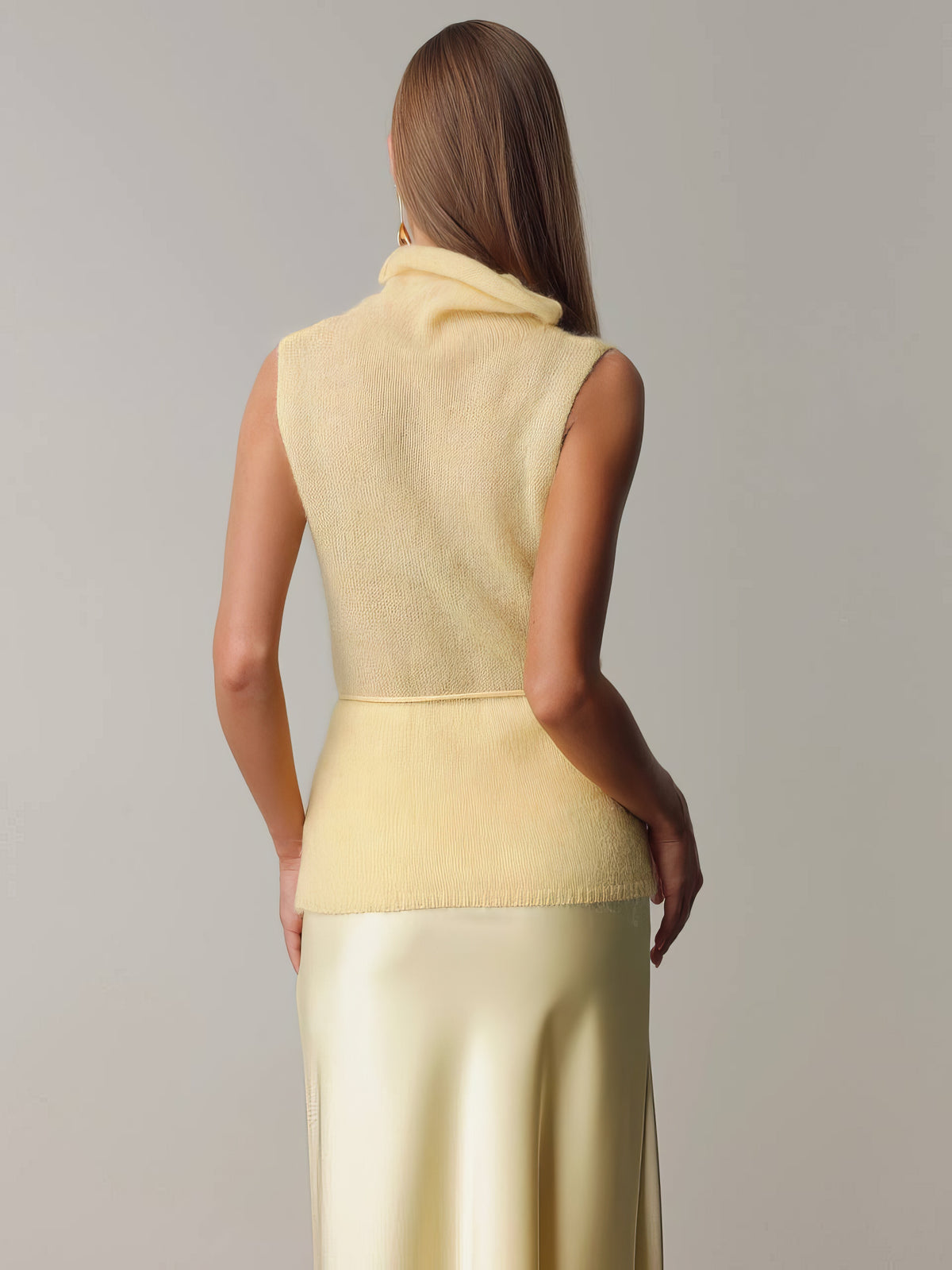 Jupe en satin jaune clair Melody