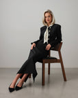 Polka Dot Scarf Detail Black Set