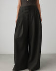 Pantalón ancho de mezcla de lino