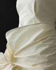 Sculptural Drape Detail White Mini Dress