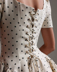 Miniabito bianco a pois stile vintage