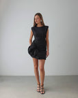 Noble Black Long Sleeve Mini Dress