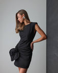 Noble Black Long Sleeve Mini Dress