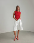 Short jupe-culotte fluide blanc
