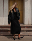 Veste en cuir drapée Minuit