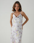 Slip dress drappeggiato a fiori