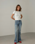 Jeans a zampa in denim slavato