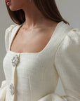 Crystal Button Tweed Dress