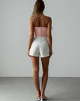 Weiße Leinenshorts