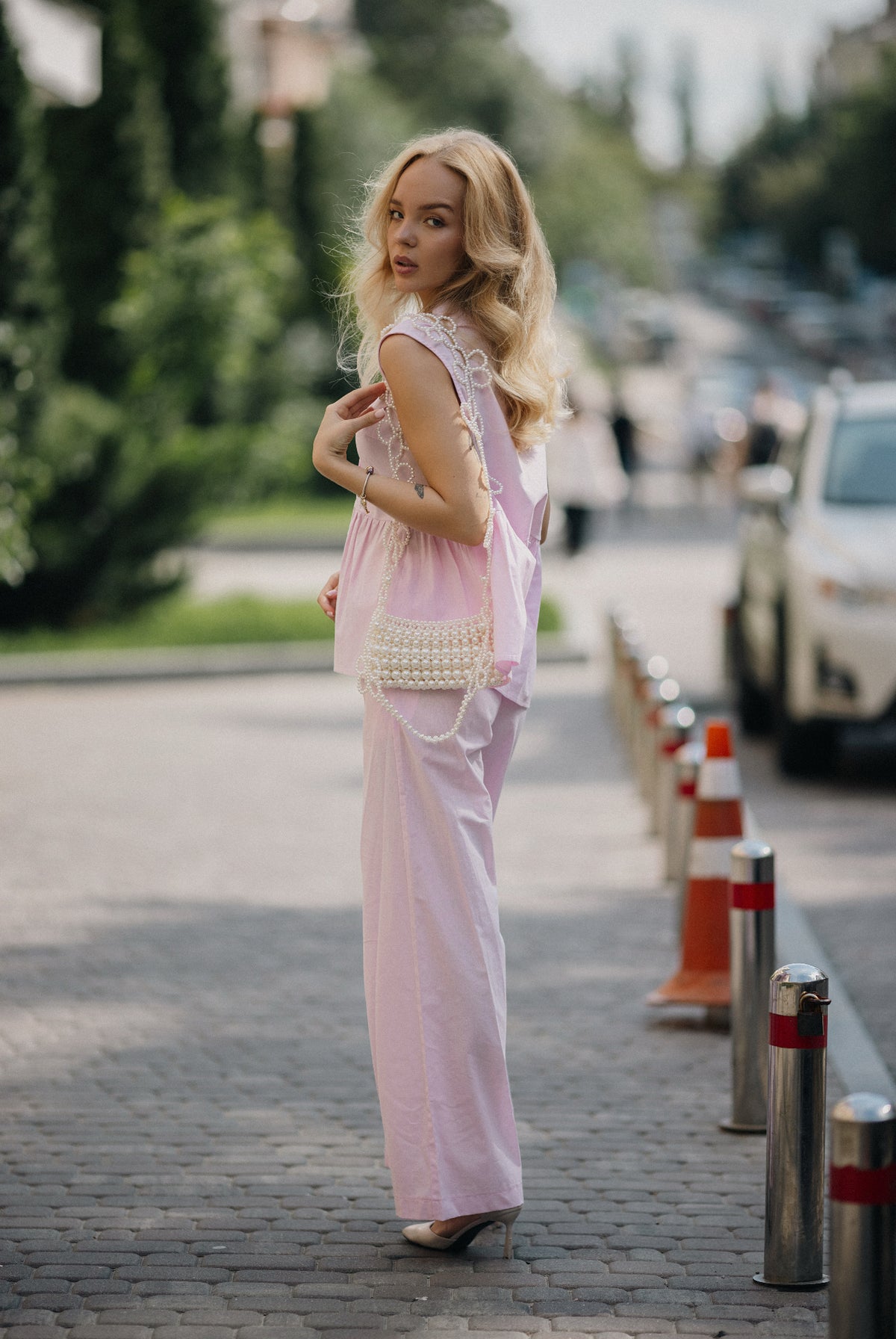 Ensemble en coton pêche rosée