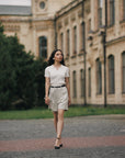 Cream Still Knit Polo Top
