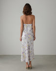 Slip dress drappeggiato a fiori