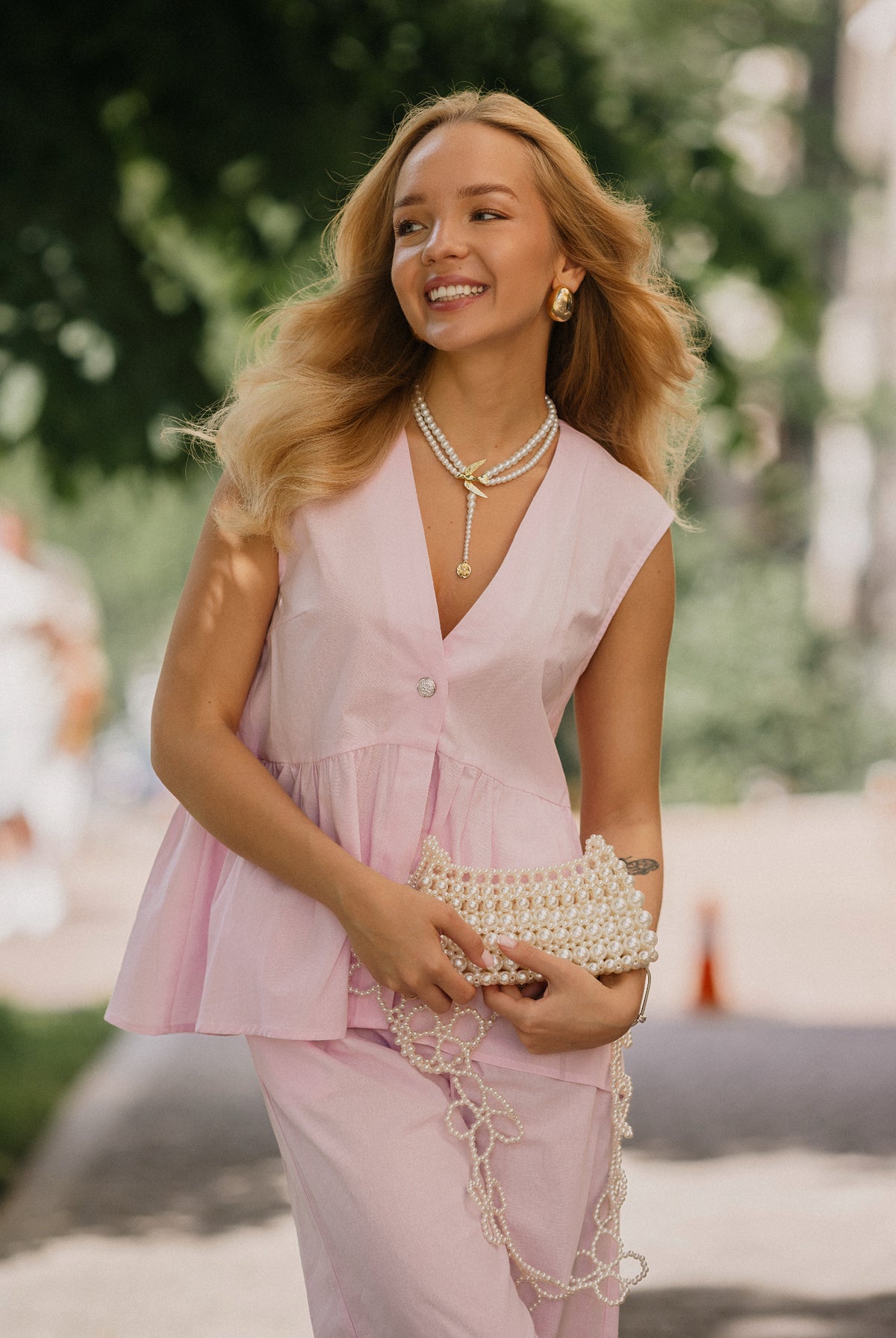 Ensemble en coton pêche rosée