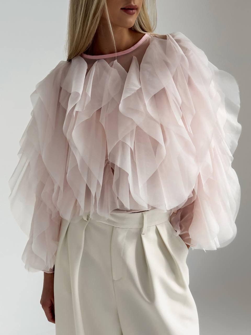 Elegant Tulle Detail Blouse - Maelle Paris