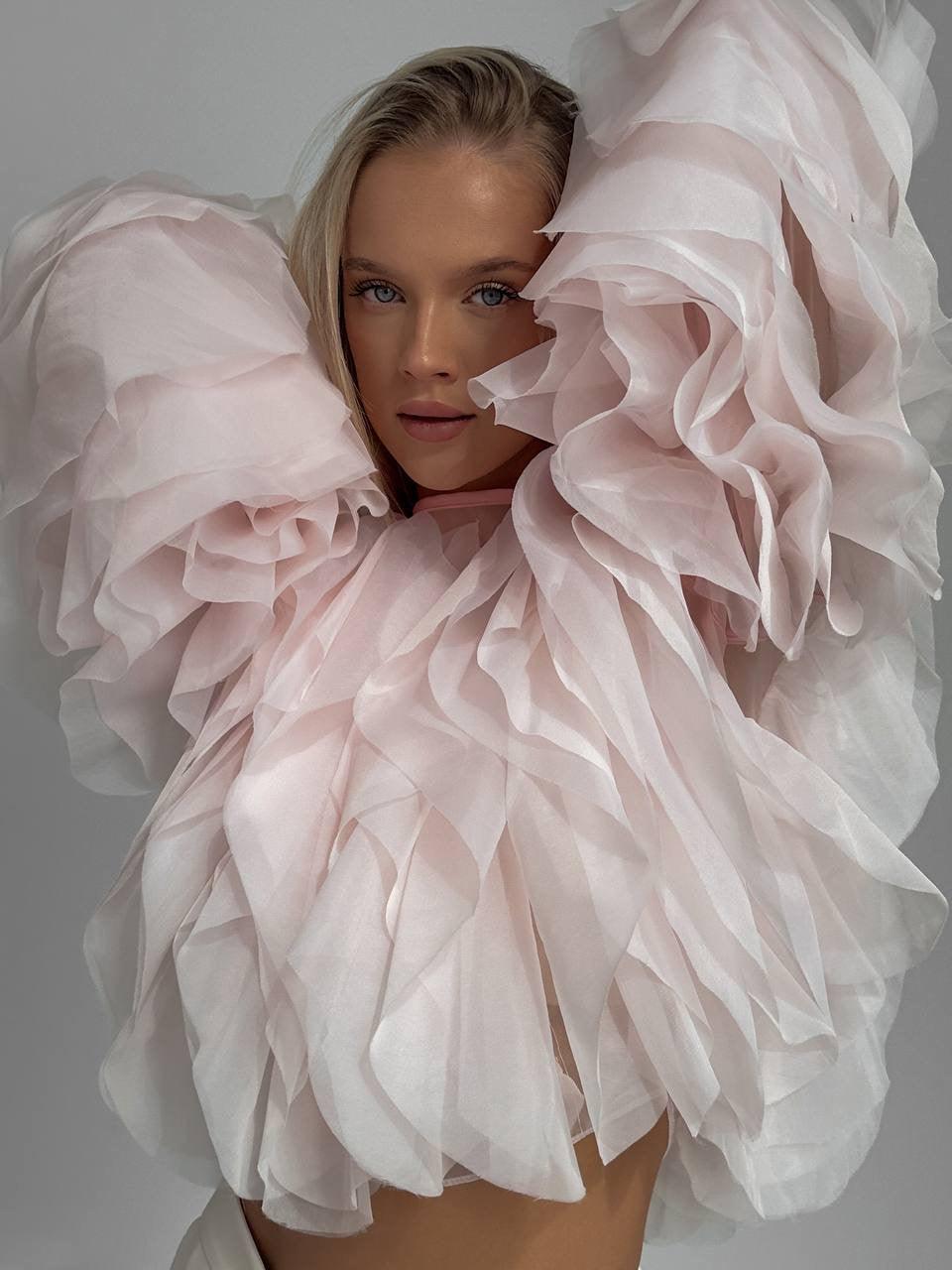 Elegant Tulle Detail Blouse - Maelle Paris