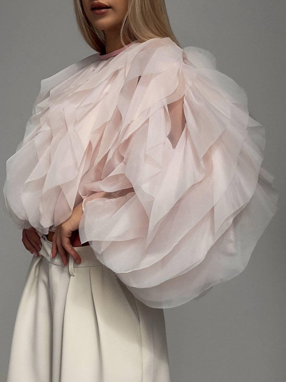 Elegant Tulle Detail Blouse - Maelle Paris