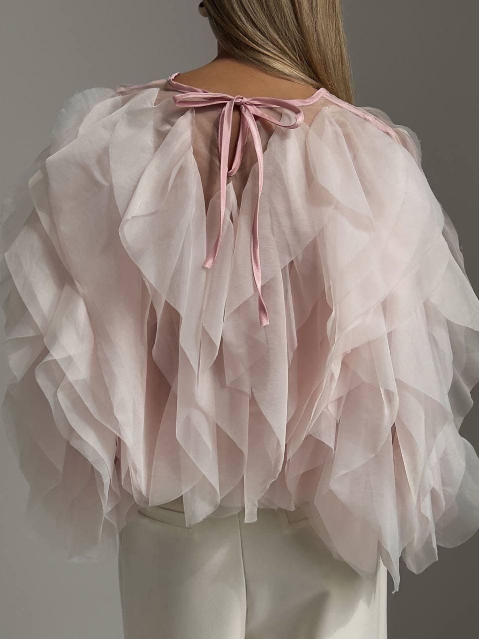 Elegant Tulle Detail Blouse - Maelle Paris