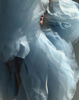 Elegant Blue Tulle Blouse - Maelle Paris