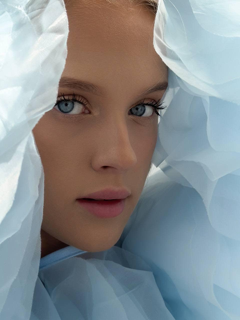 Elegant Blue Tulle Blouse - Maelle Paris