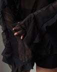 Elegant Black Chiffon Blouse - Maelle Paris