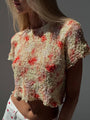 Heart Pattern Crop Blouse - Maelle Paris