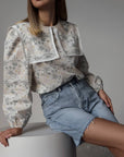 Baumwollbluse mit Blumenmuster