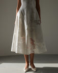 Abito midi in jacquard bianco