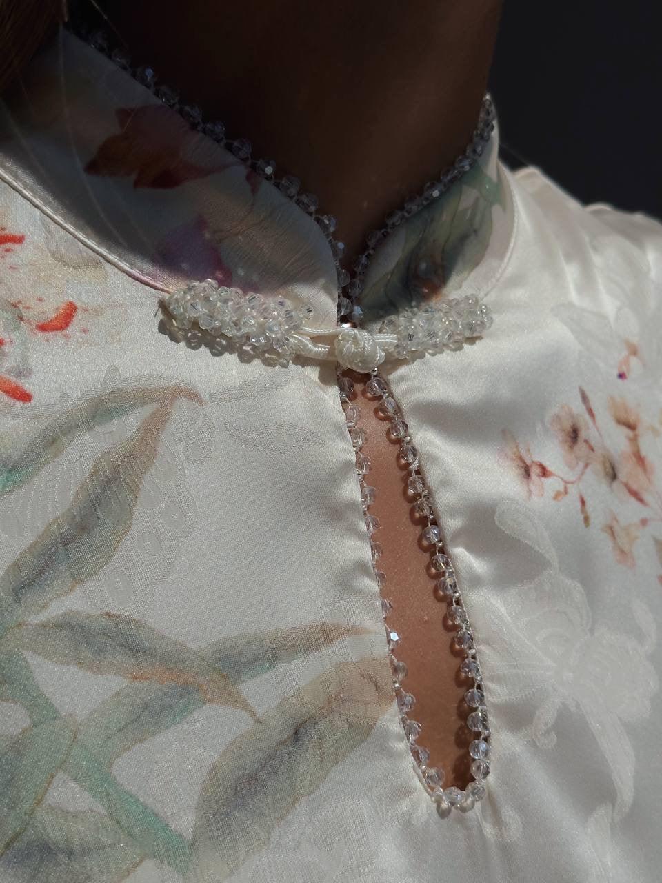 Elegant White Floral Print Dress - Maelle Paris