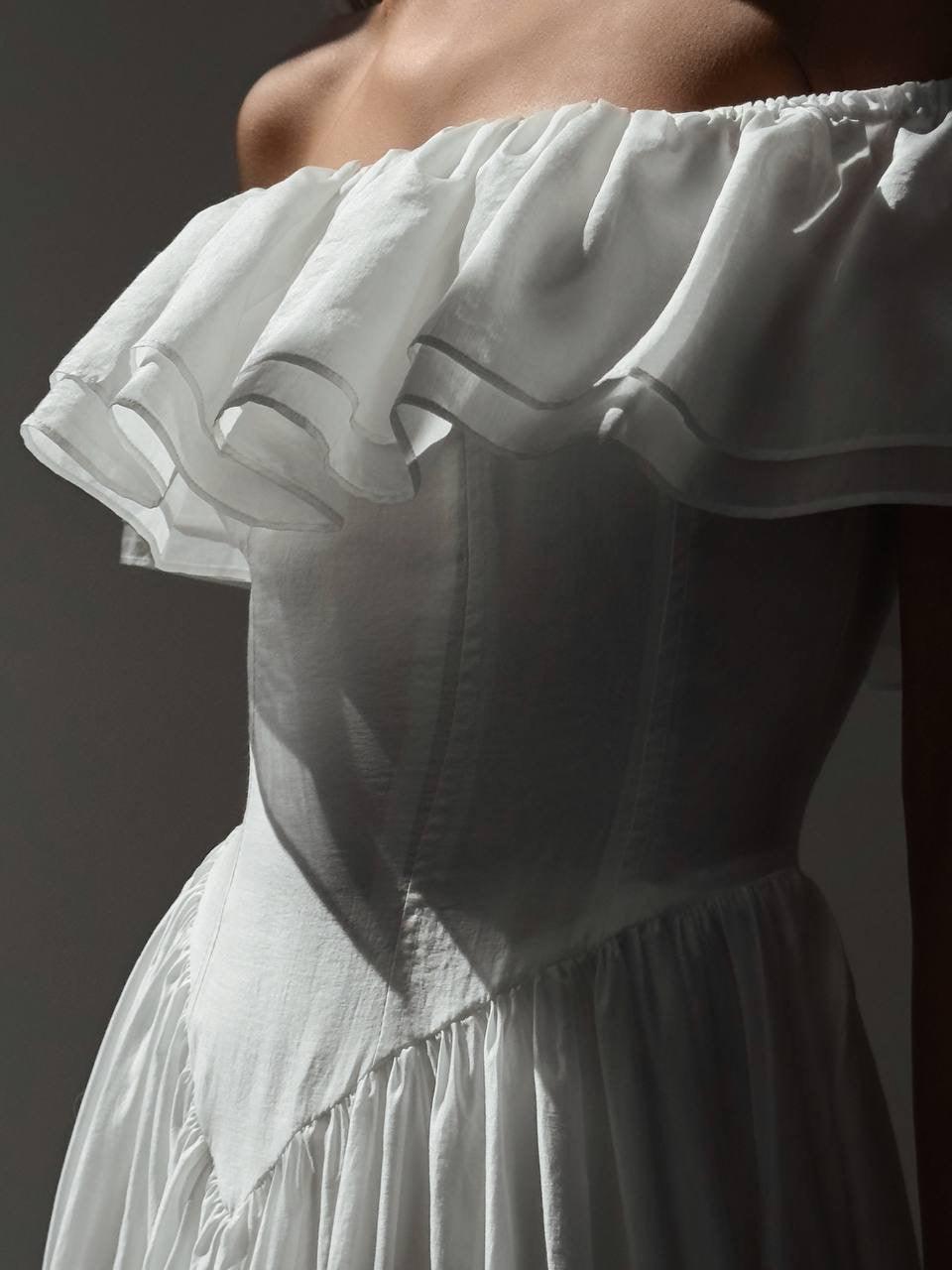Elegant Off-Shoulder White Dress - Maelle Paris