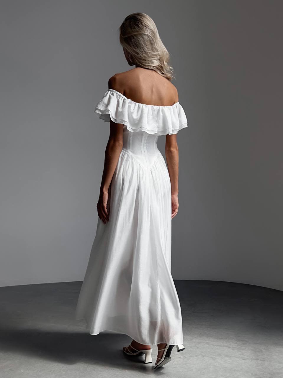 Elegant Off-Shoulder White Dress - Maelle Paris