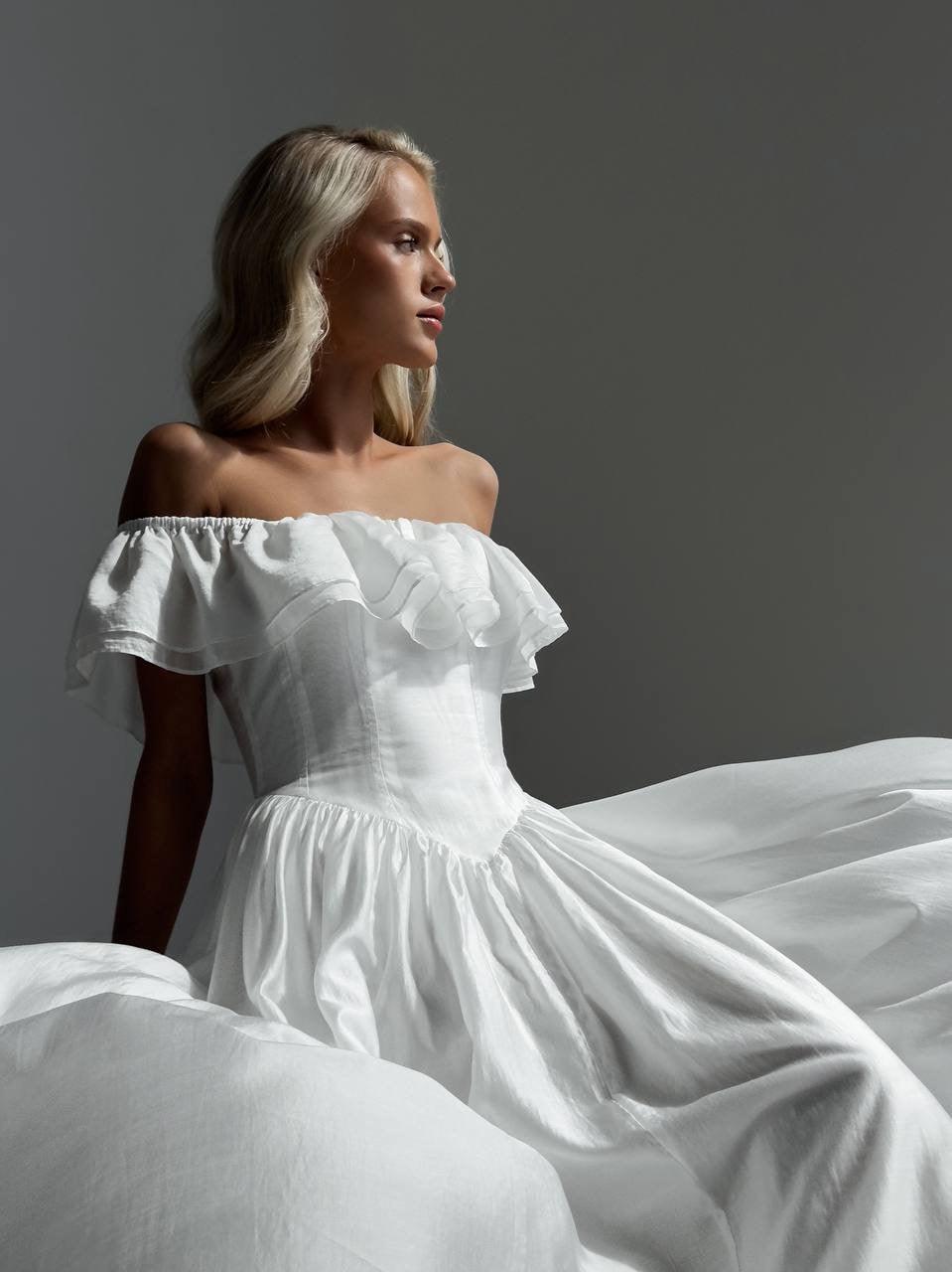 Elegant Off-Shoulder White Dress - Maelle Paris