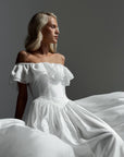 Elegant Off-Shoulder White Dress - Maelle Paris