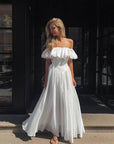 Elegant Off-Shoulder White Dress - Maelle Paris