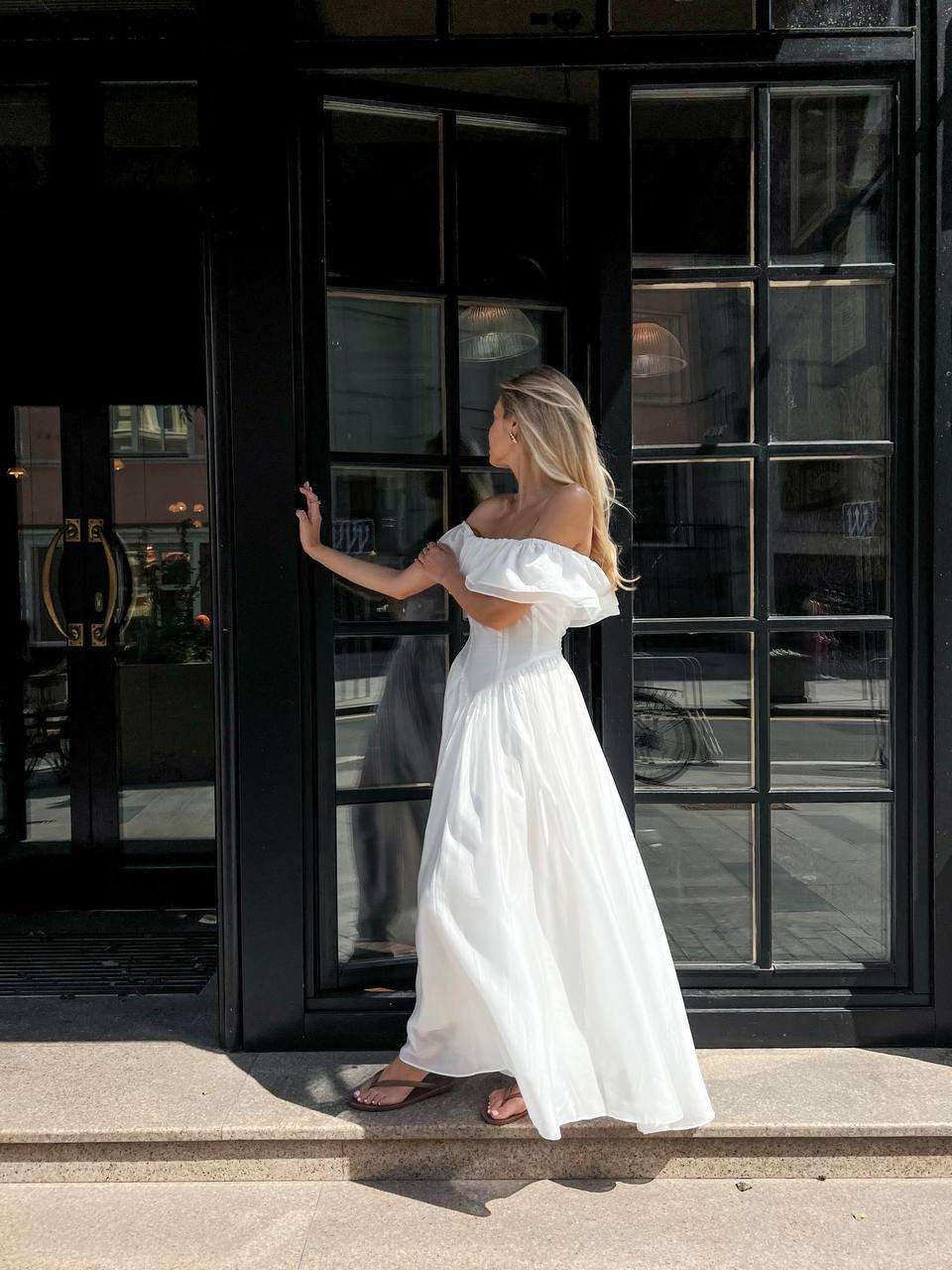 Elegant Off-Shoulder White Dress - Maelle Paris