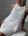 Elegant Floral Textured Mini Dress - Maelle Paris