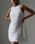 Elegant Floral Textured Mini Dress - Maelle Paris