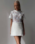 Elegant White Lace Mini Dress - Maelle Paris