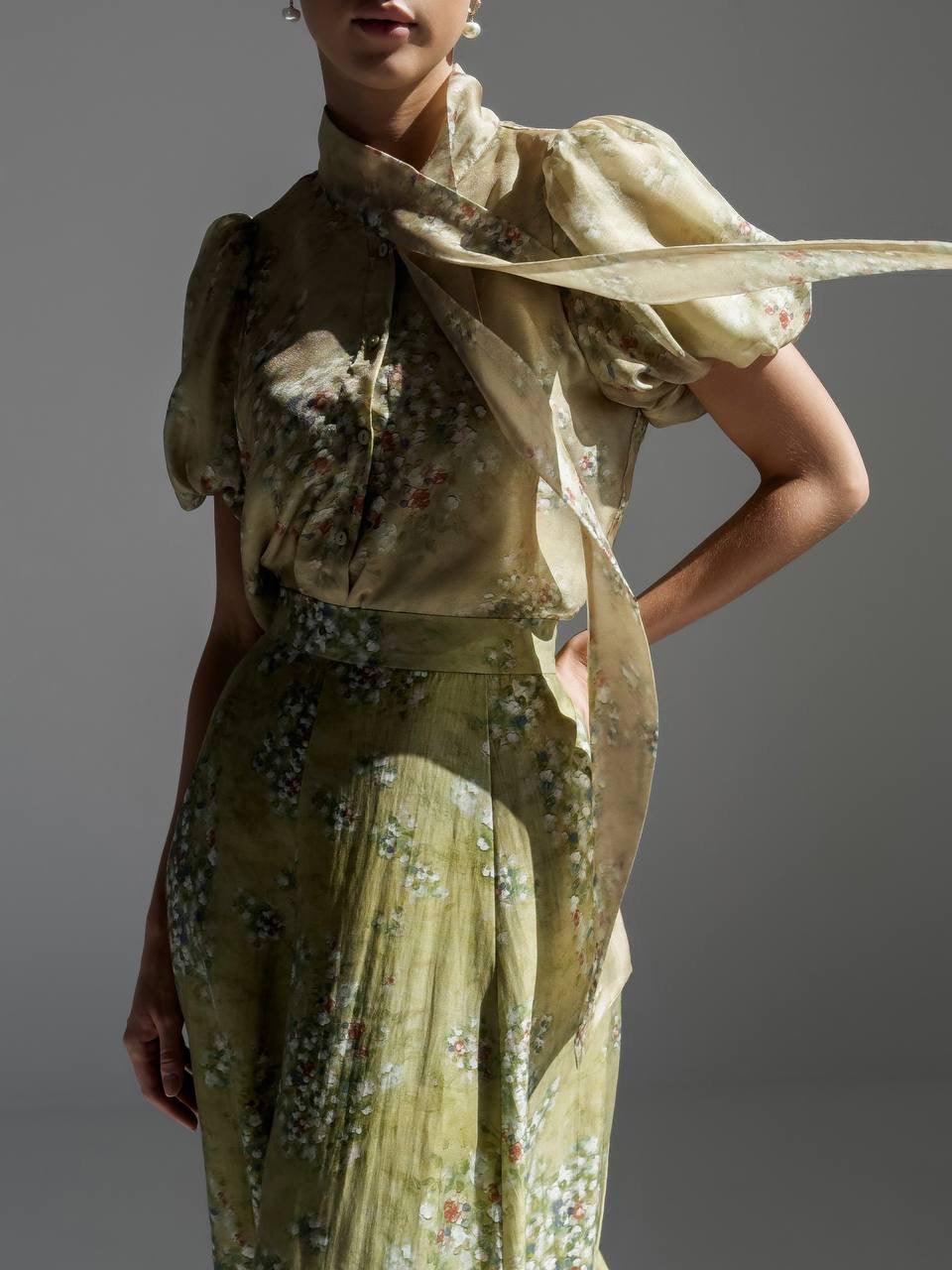 Elegant Floral Midi Suit - Maelle Paris