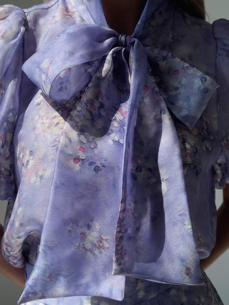 Elegant Purple Floral Midi Suit - Maelle Paris