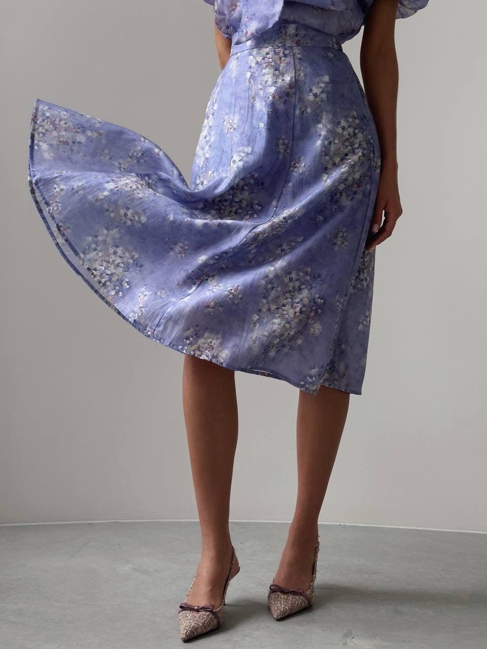 Elegant Purple Floral Midi Suit - Maelle Paris