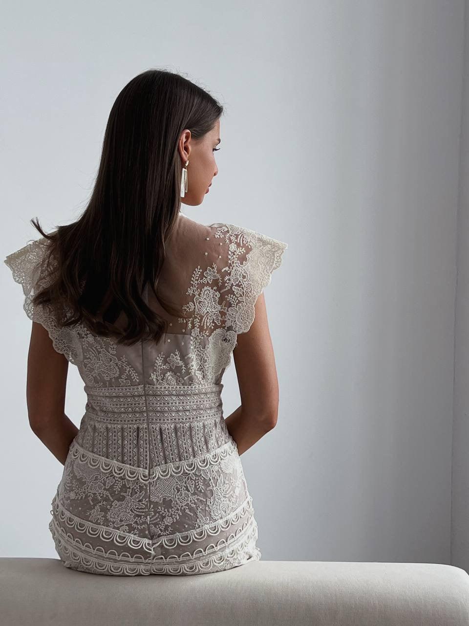 Elegant Lace Midi Dress - Maelle Paris
