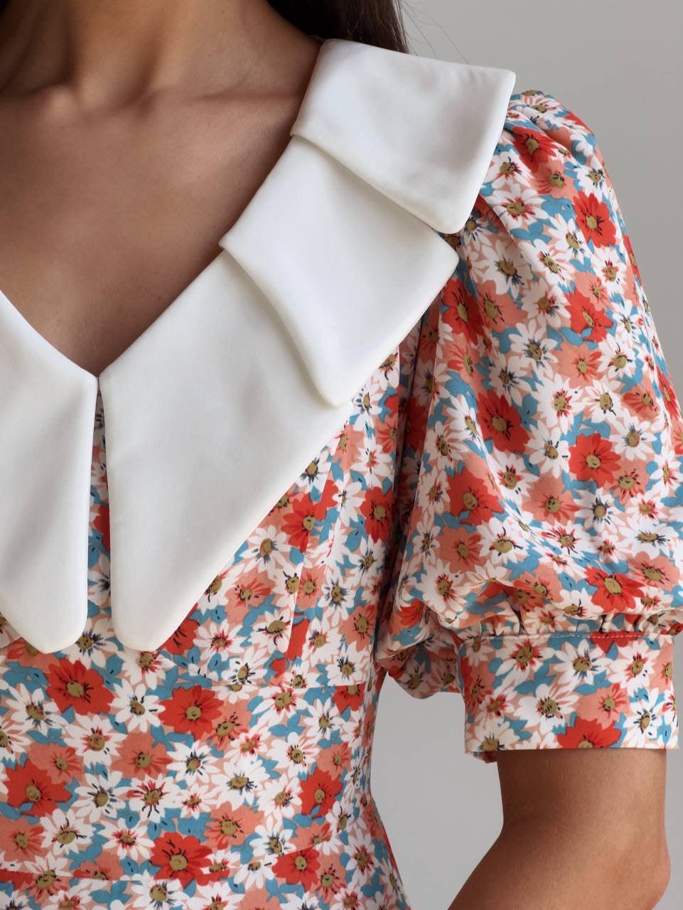 Vintage Floral Print Dress - Maelle Paris