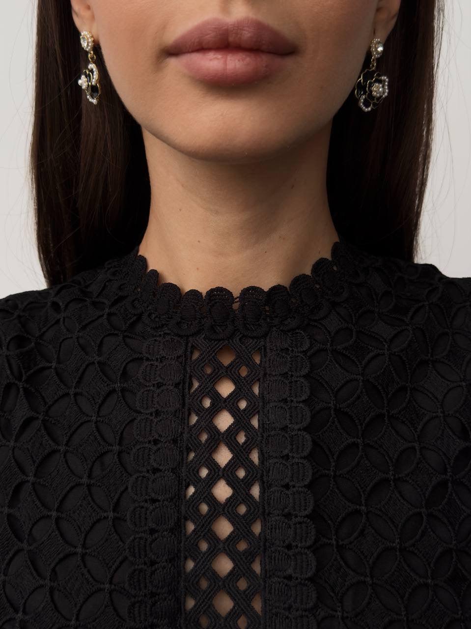 Elegant Black Lace Dress - Maelle Paris