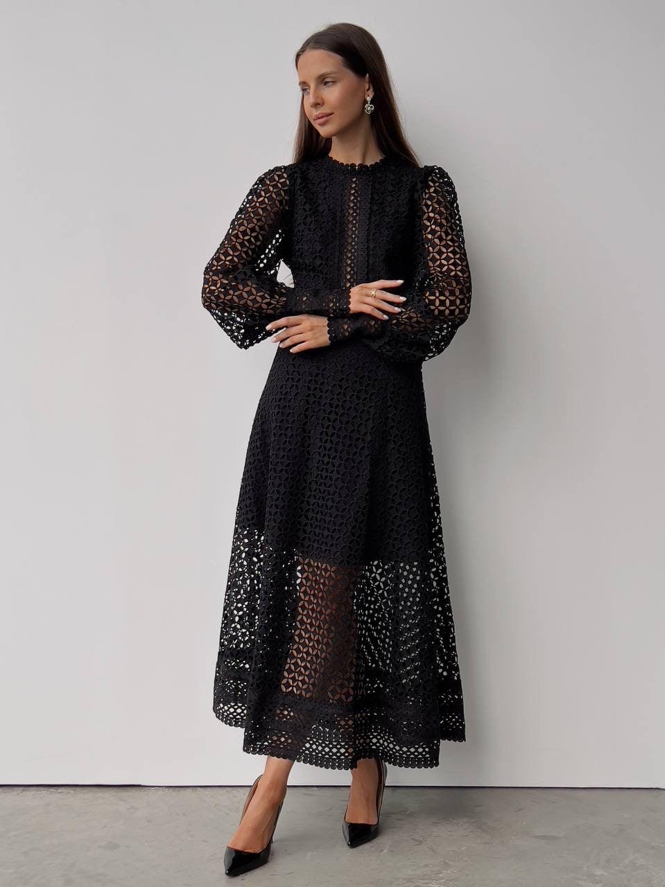 Elegant Black Lace Dress - Maelle Paris