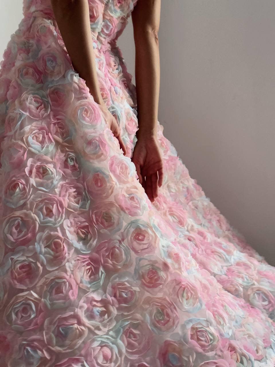 Elegant Floral Midi Pink Dress - Maelle Paris