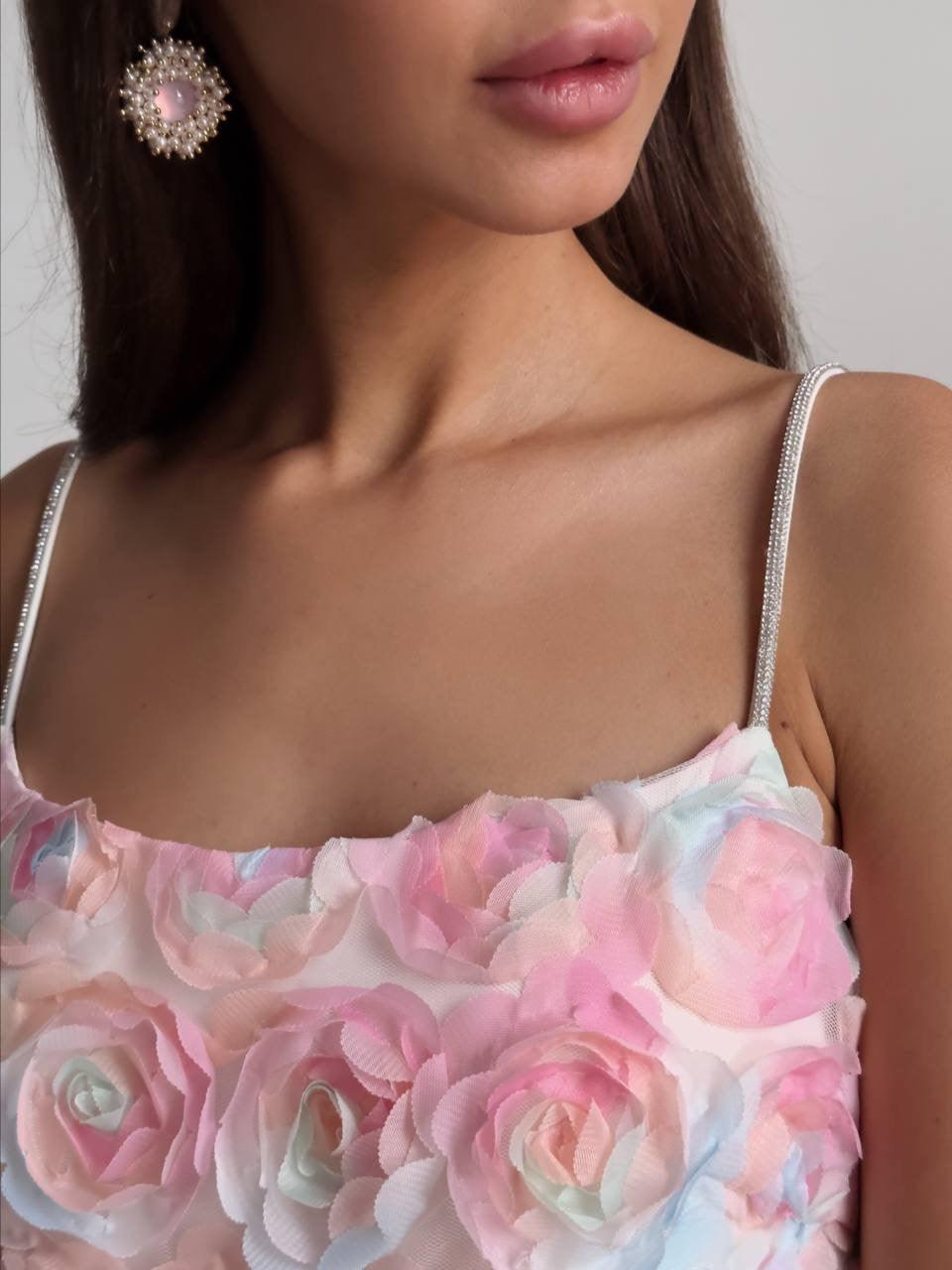 Elegant Floral Midi Pink Dress - Maelle Paris